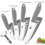 Sleek 5-Piece White Zirconia Ceramic Knife Set