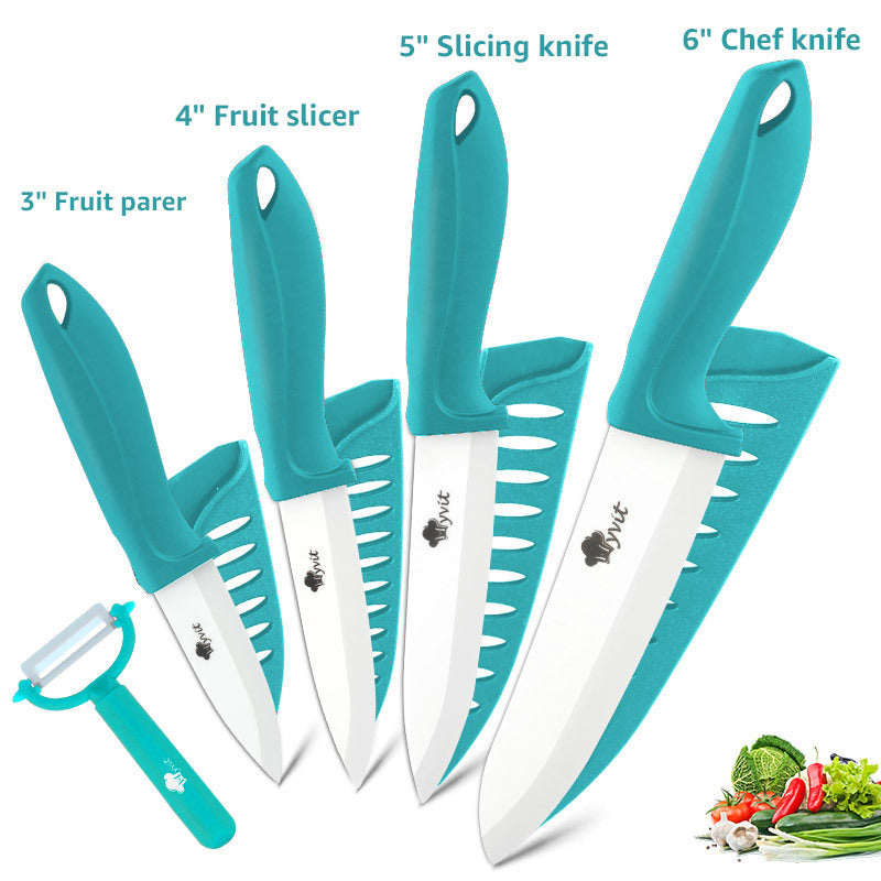 Sleek 5-Piece White Zirconia Ceramic Knife Set