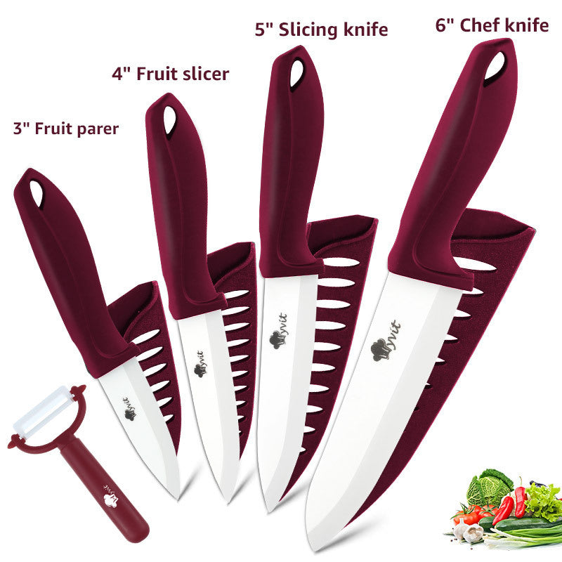 Sleek 5-Piece White Zirconia Ceramic Knife Set